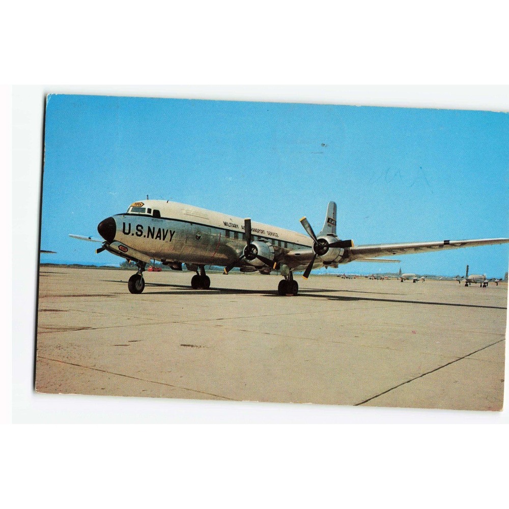 Vintage 1960 US Navy R6D Transport Aircraft Postcard McGuire AFB VR-6 MATS